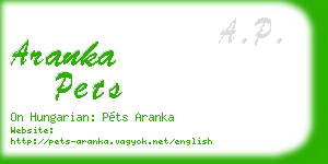 aranka pets business card